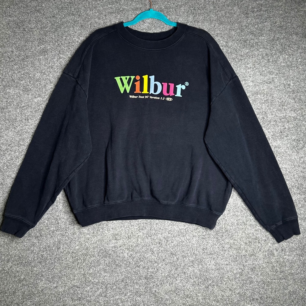Wilbur Soot OS 1.2 Crewneck Sweatshirt Black Multi Color Graphic Mens XL